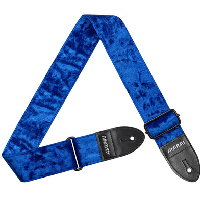 AMUMU Premium Crystal Velvet Guitar Strap - Blue Strap for Electric & Acoustic Guitar VL01-BL